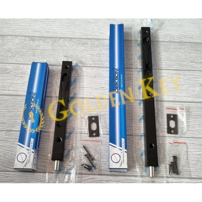 Flush Bolt Dekkson Dekson FB 040 8" + 12" Inch Grendel Black Hitam