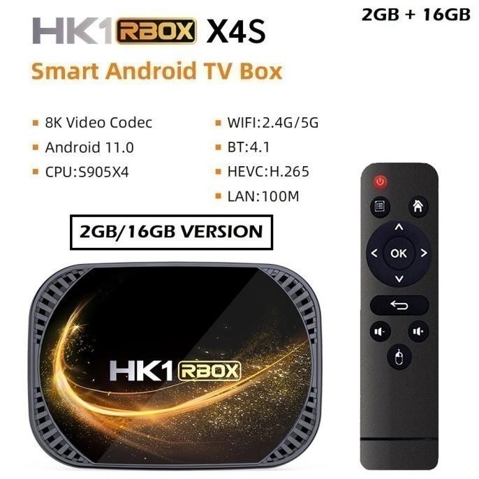 HK1 RBOX X4S - Android 11 Smart Android TV Box 8K - RAM 2GB ROM 16GB