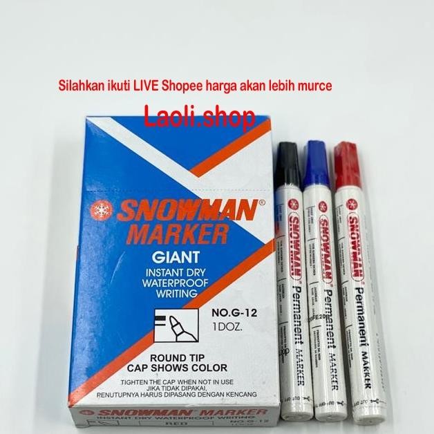 

Spidol Permanent Snowman G-12 (1 Pa / 12 Pcs) 3 Warna