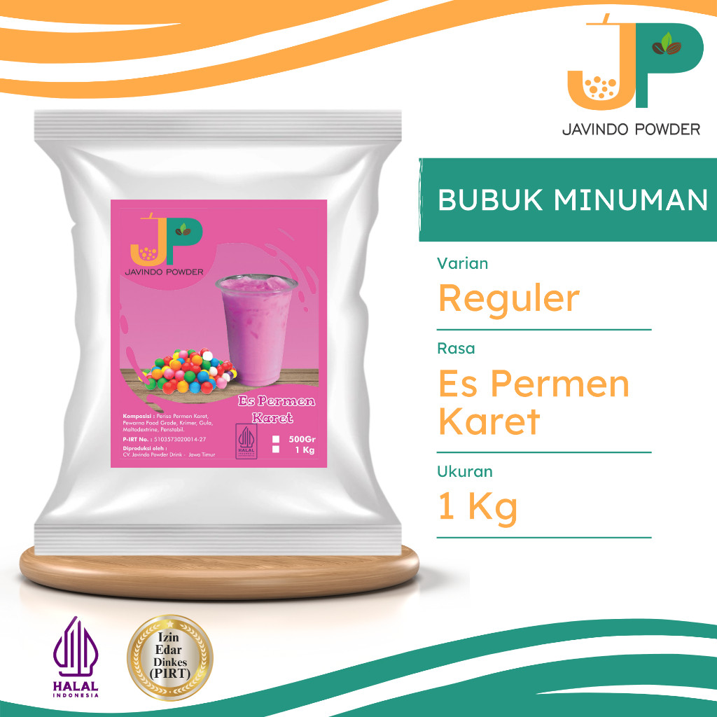 

JAVINDO Bubuk Minuman Reguler Rasa Es Permen Karet / Bubble Gum Pink 1 Kg Javindo Powder