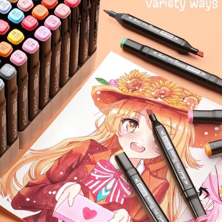 

24HTouch 120 Warna Sketsa Spidol Umum General Marker Set Animation Markers Dual Side Fine Art Brush Sketsa Animation Markers Twin Market Set