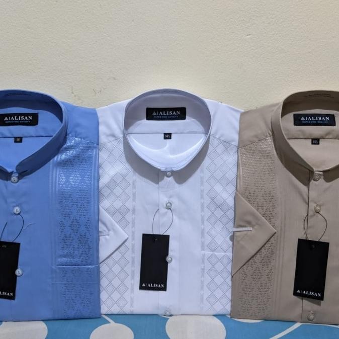 Baju KOKO ALISAN BORDIR lengan pendek TERMURAH GWM