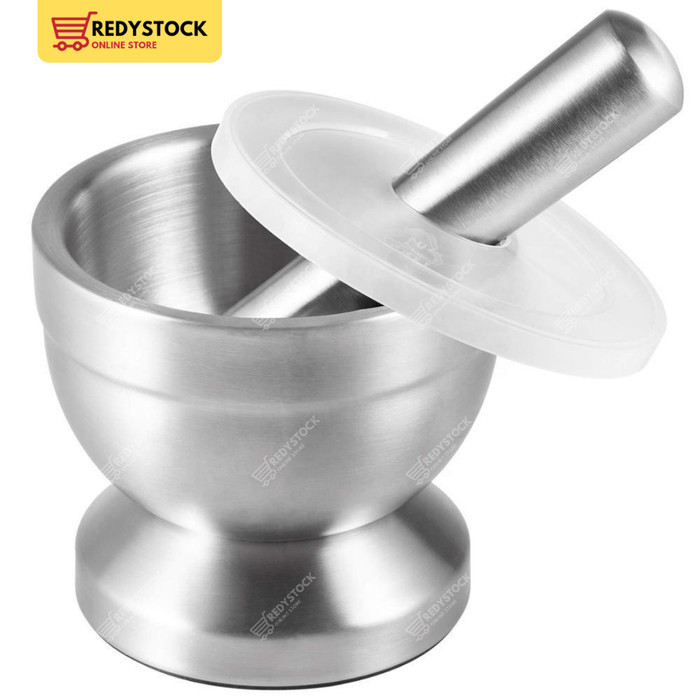 MORTAR PESTLE TUMBUKAN BUMBU OBAT STAINLESS COBEK ULEKAN LUMPANG