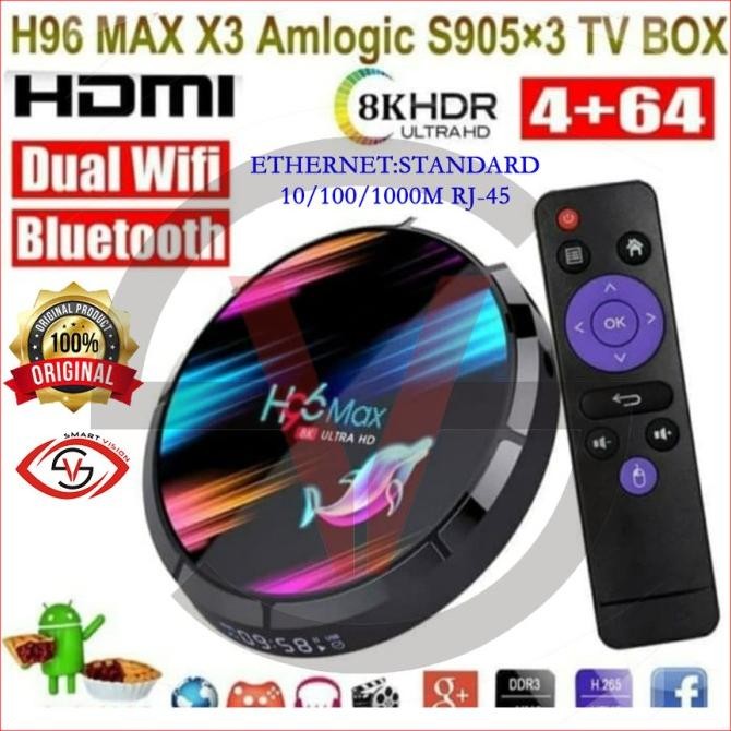 H96 Max X3 4GB/64GB Android 9.0 WiFi dual band Tv Box Amlogic S905X3