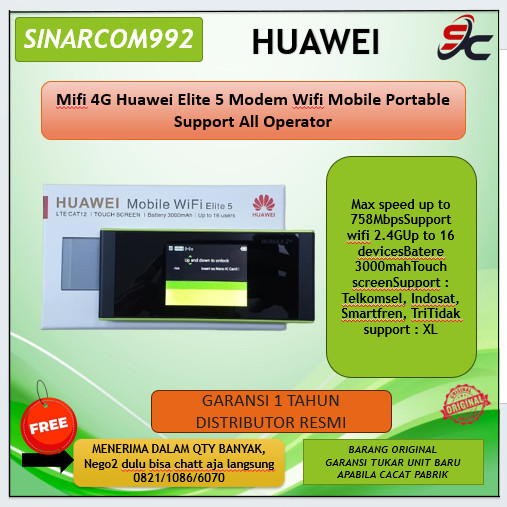 Mifi 4G Huawei Elite 5 Modem Wifi Mobile Portable Support All Operator