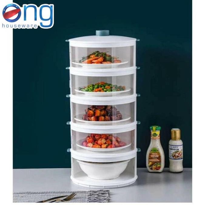 RAK TEMPAT PENYIMPANAN MAKANAN TUDUNG SAJI LAUK SUSUN 5 TINGKAT