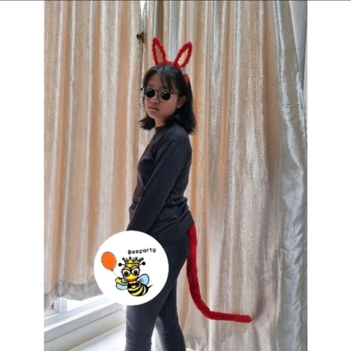 Bando Kucing Cosplay Set Halloween Ekor Devil