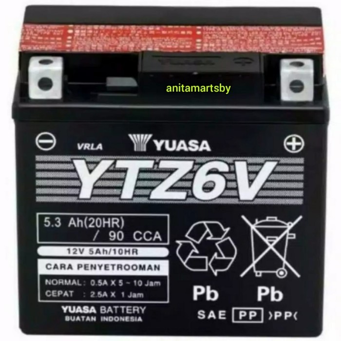 Accu / Aki Motor Yuasa Ytz6V