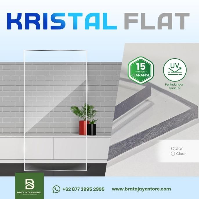 Kristal Flat Atap Kanopi Polycarbonate 1.5mm Polikarbonat Poly Clear 2112