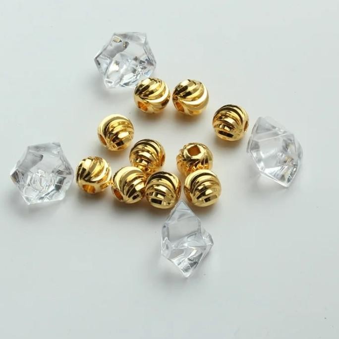 

siap kirim] charm mote emas bergaris pembatas bandulan uk 6 mm