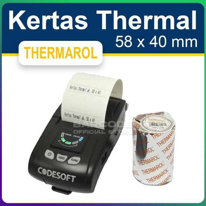 

( 1 DUS ) KERTAS PRINTER BLUETOOTH 58 X 40 - 58X40 THERMAL THERMAROL