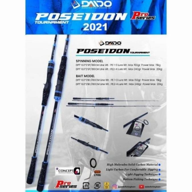 Joran Jigging Daido Poseidon turnamen Pro Series Pe 1 3 2 4 602 180 cm