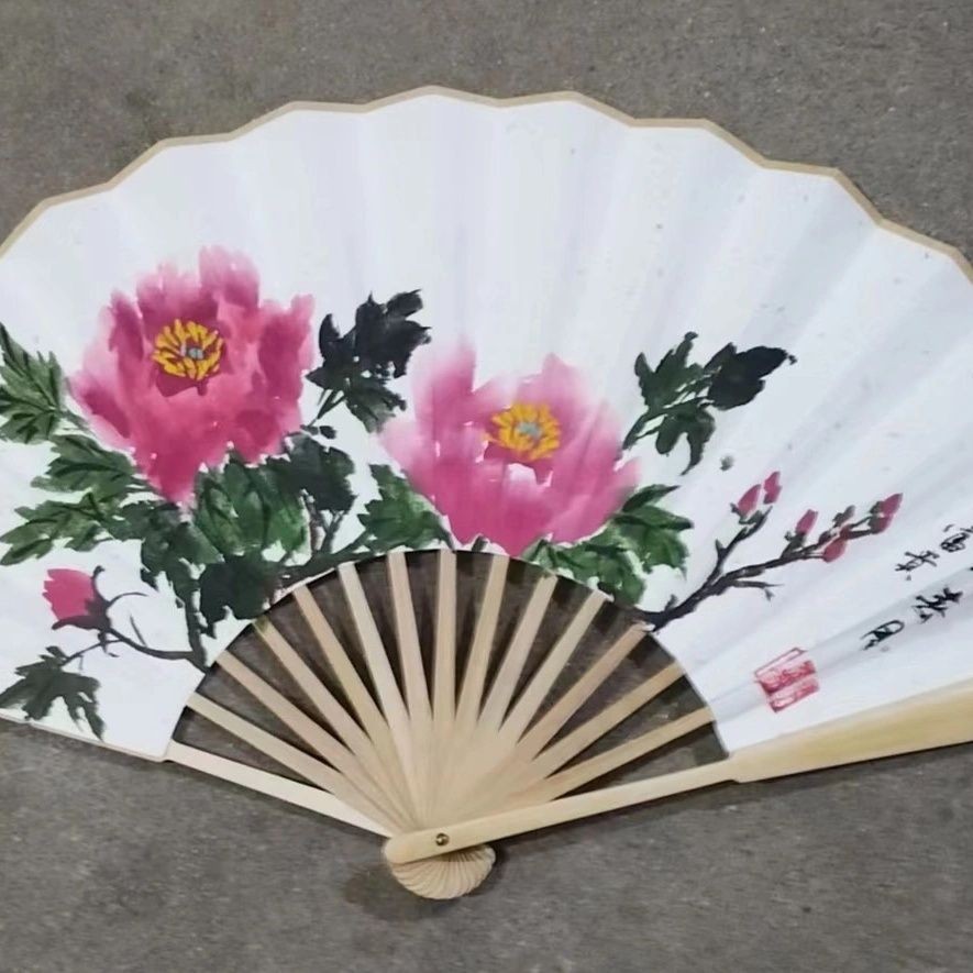 

Kipas Lipat Kuno Bunga Plum Bambu Anggrek dan Krisan Peony Lukisan Kipas Kertas