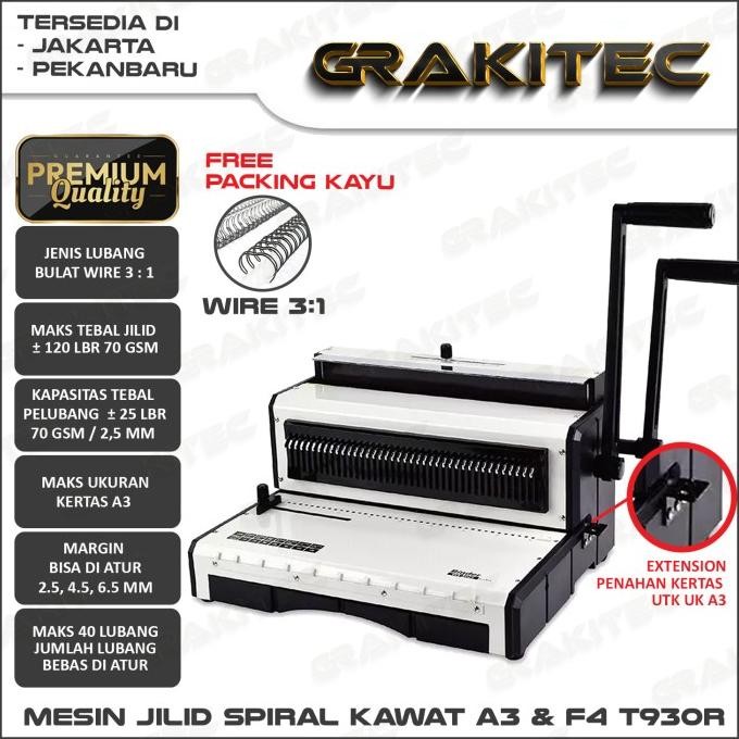 

TERBARU - Mesin Jilid Spiral Kawat F4 & A3 T930R Lubang Bulat 3:1 GRAKITEC