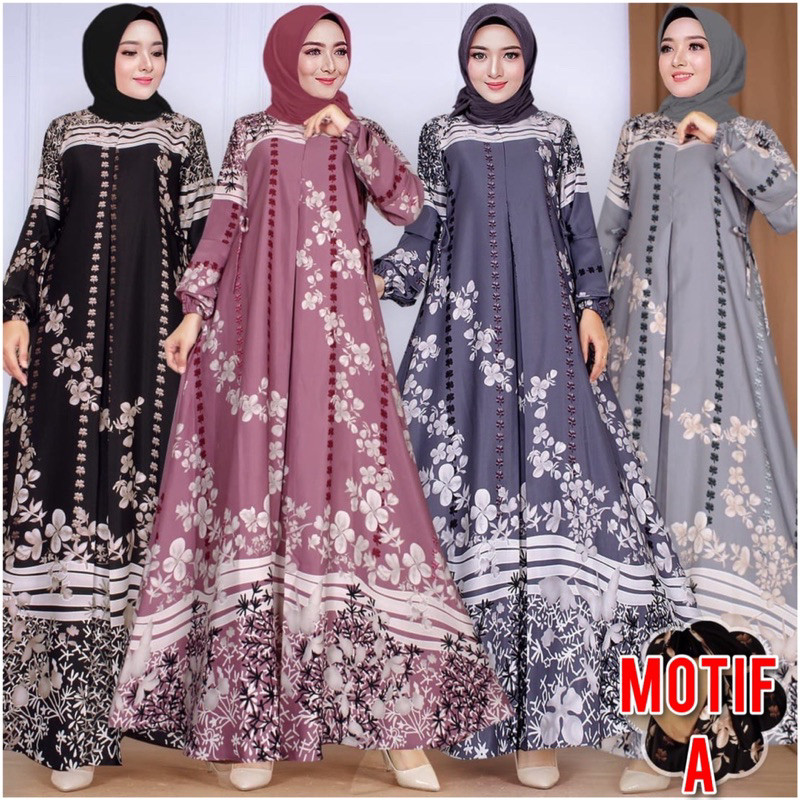 Gamis ZALOFA & Gamis Motif Daily Terlaris Bahan Hyget Premium Karet Tangan