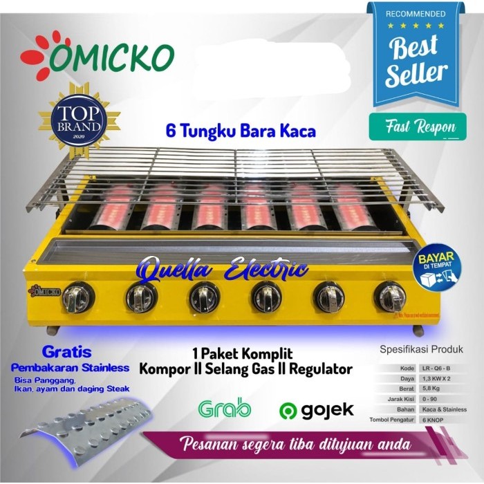 READY kompor panggangan sosis OMICKO 6 tungku / kompor panggang sosis, DLL