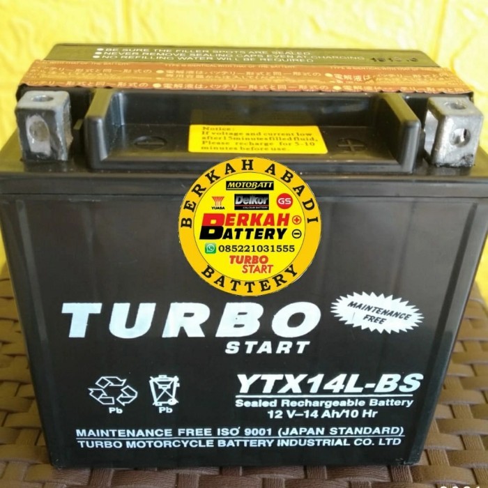 Aki 14Ah , Turbo Ytx14-Bs /Ytx14L-Bs