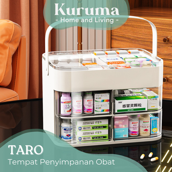 TERBAIK KURUMA - TARO Storage Box Obat Obatan Praktis Organiser Obat Emergency Multifungsi Wadah