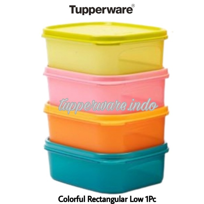 PROMO Tupperware Colorful Rectangular 850ml Low 1Pc 850ml Satuan ECEr toples plastik wadah cemilan