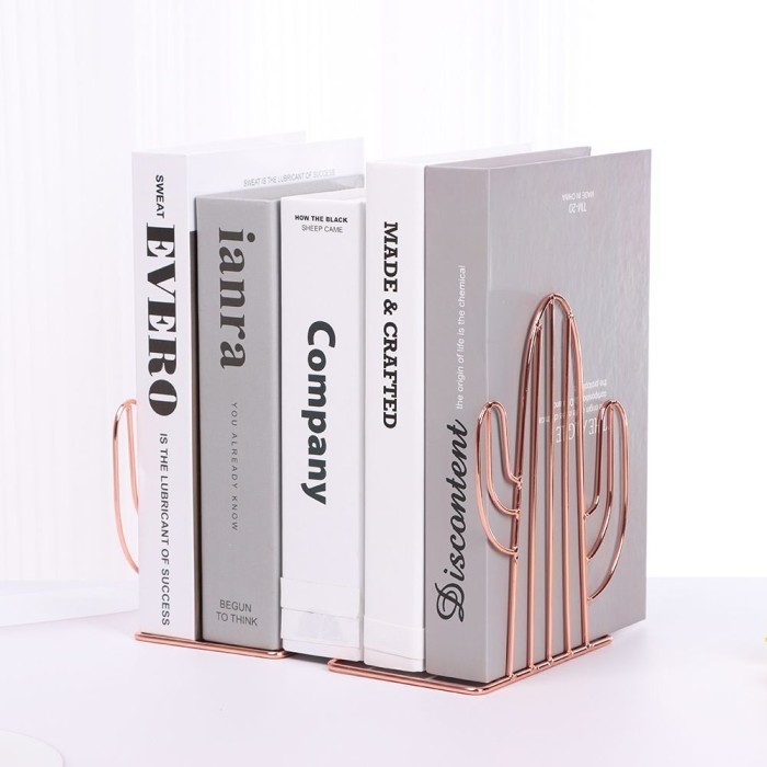 

Andra - Pembatas Buku Cactus Metal Bookends Bookholder Desk Organizer Decor