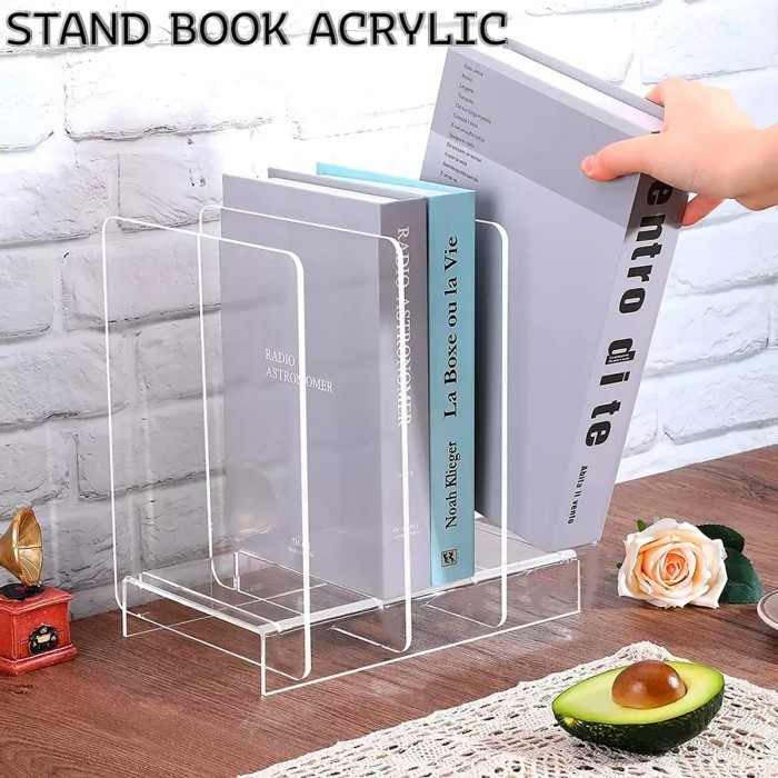 

Andra - Stand Display Book Acrylic / Rak Akrilik Pembatas Buku / Penahan Buku