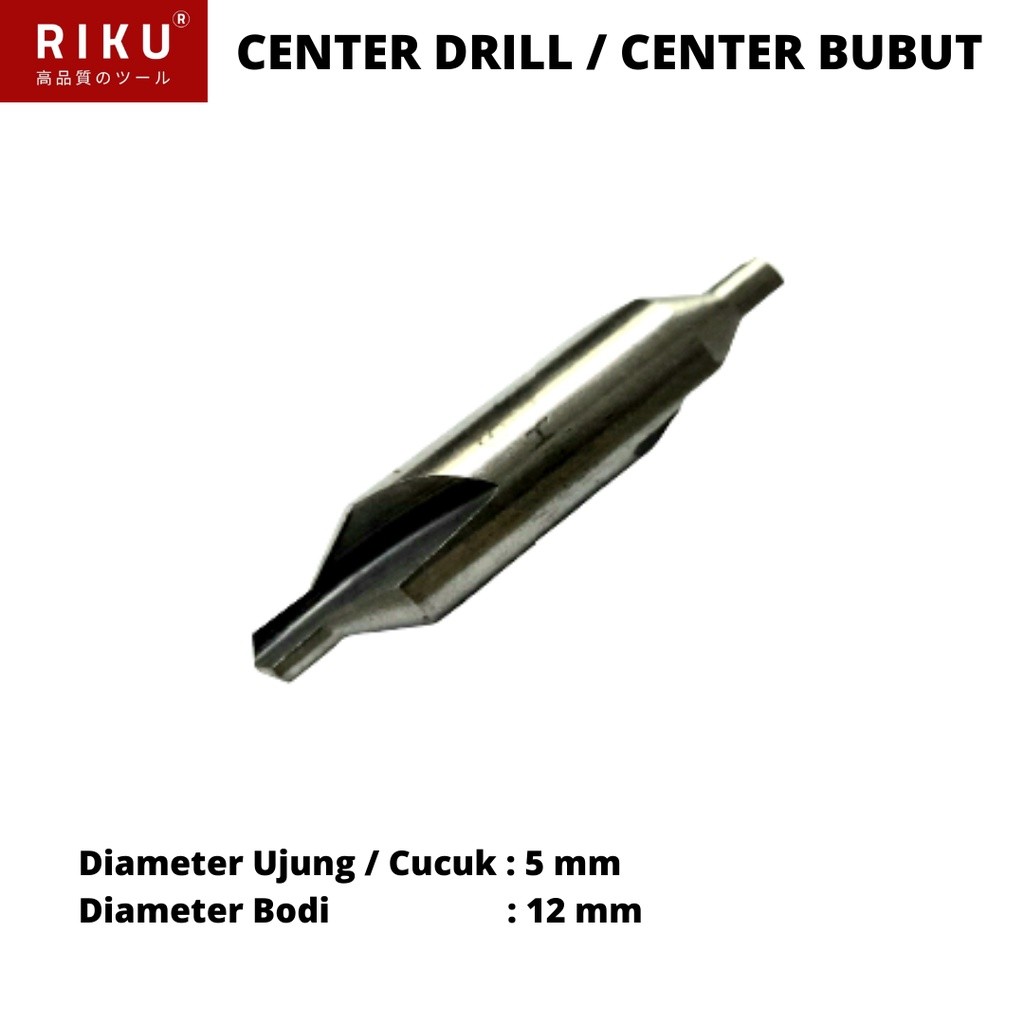Centre Center Drill / Center Bubut 5 mm mili - Bodi 12 mm mili