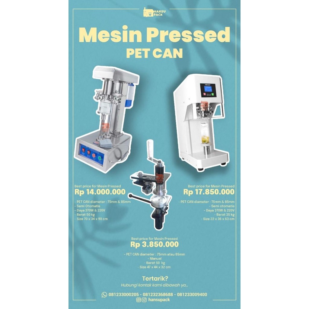 MESIN SEALER PET CAN / SEAMER MANUAL DAN OTOMATIS KALENG PLASTIK ORIGINAL DAN TERPERCAYA