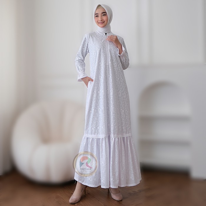 NEW Baju Gamis Wanita Warna Sage Green Georgina Dress Gamis Stelan Wanita - Lavender, M