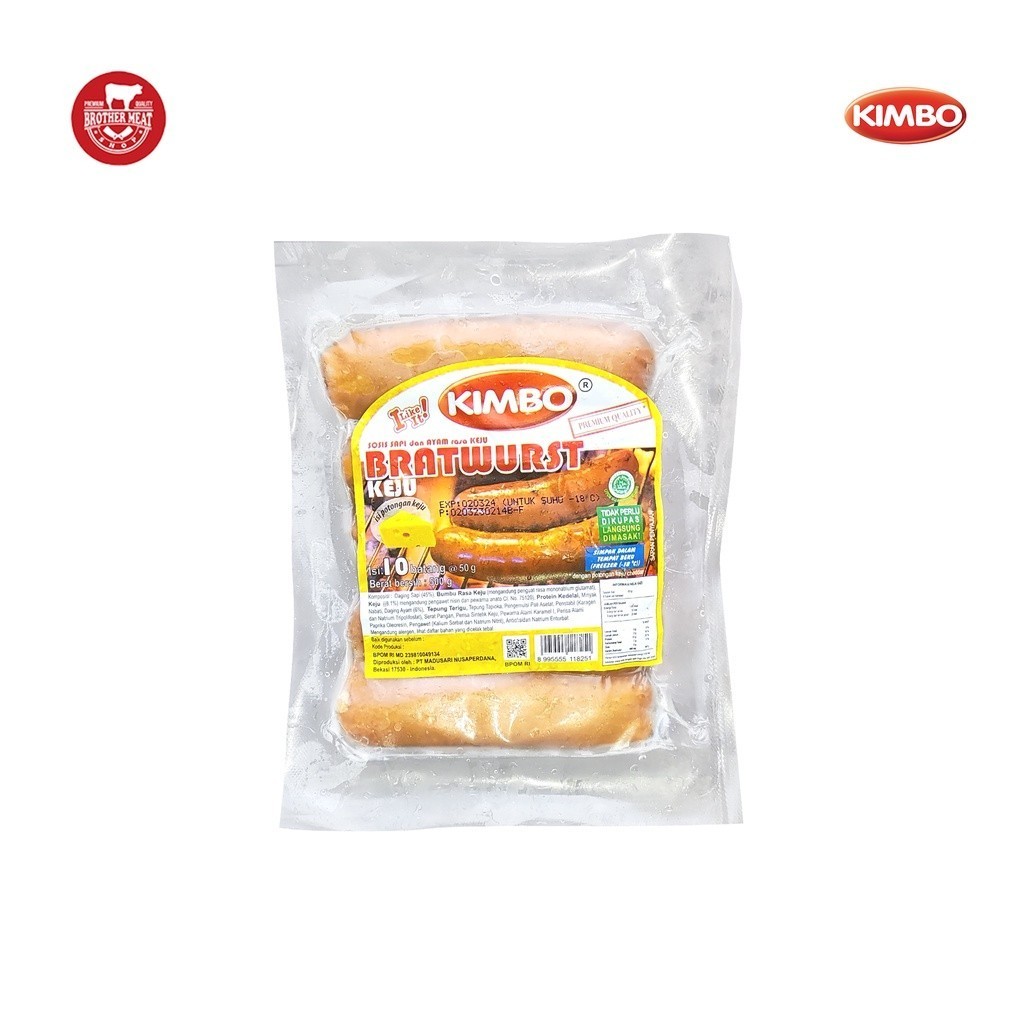 

Sosis Kimbo Bratwurst Cheese 500gr, Halal