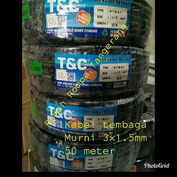 Kabel Pompa Satelit T&C Tembaga Serabut 3X1.5Mm.