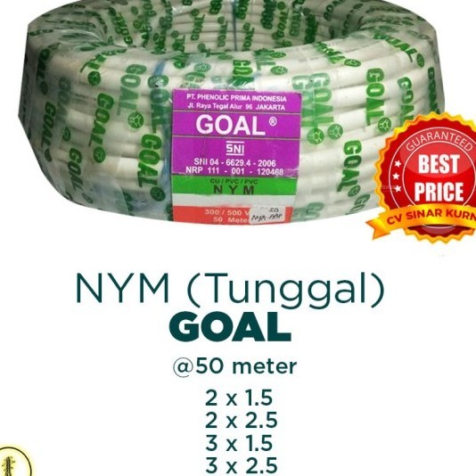 Kabel Listrik Tunggal Nym 2X1,5 2X1.5 50M Goal Goal Kabel Nym Sni