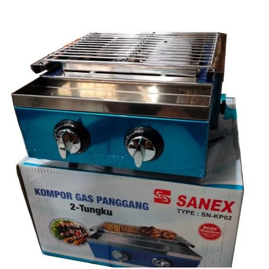 Kompor Panggangan Sosis sanex Kompor 2 Tungku BBQ Grill Gas SN-KP02