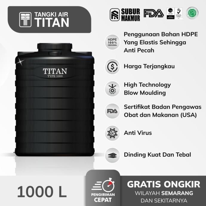 Tangki Halal Tandon Toren Air Titan 1000 Liter Tedmond Kuat Tahan Lama