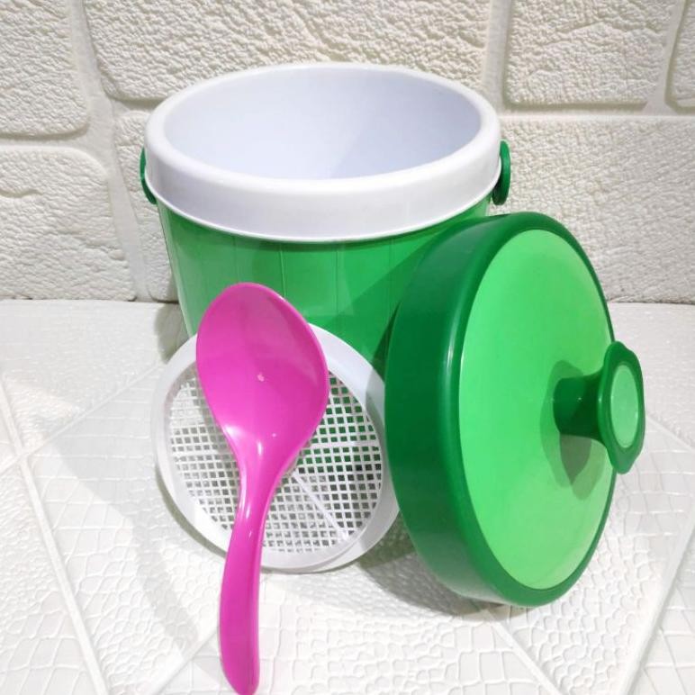 Kekinian Rice Bucket 6 Food Grade Tempat Nasi / Es (Bonus Centong + Saringan) Plastik - Termos / Wad
