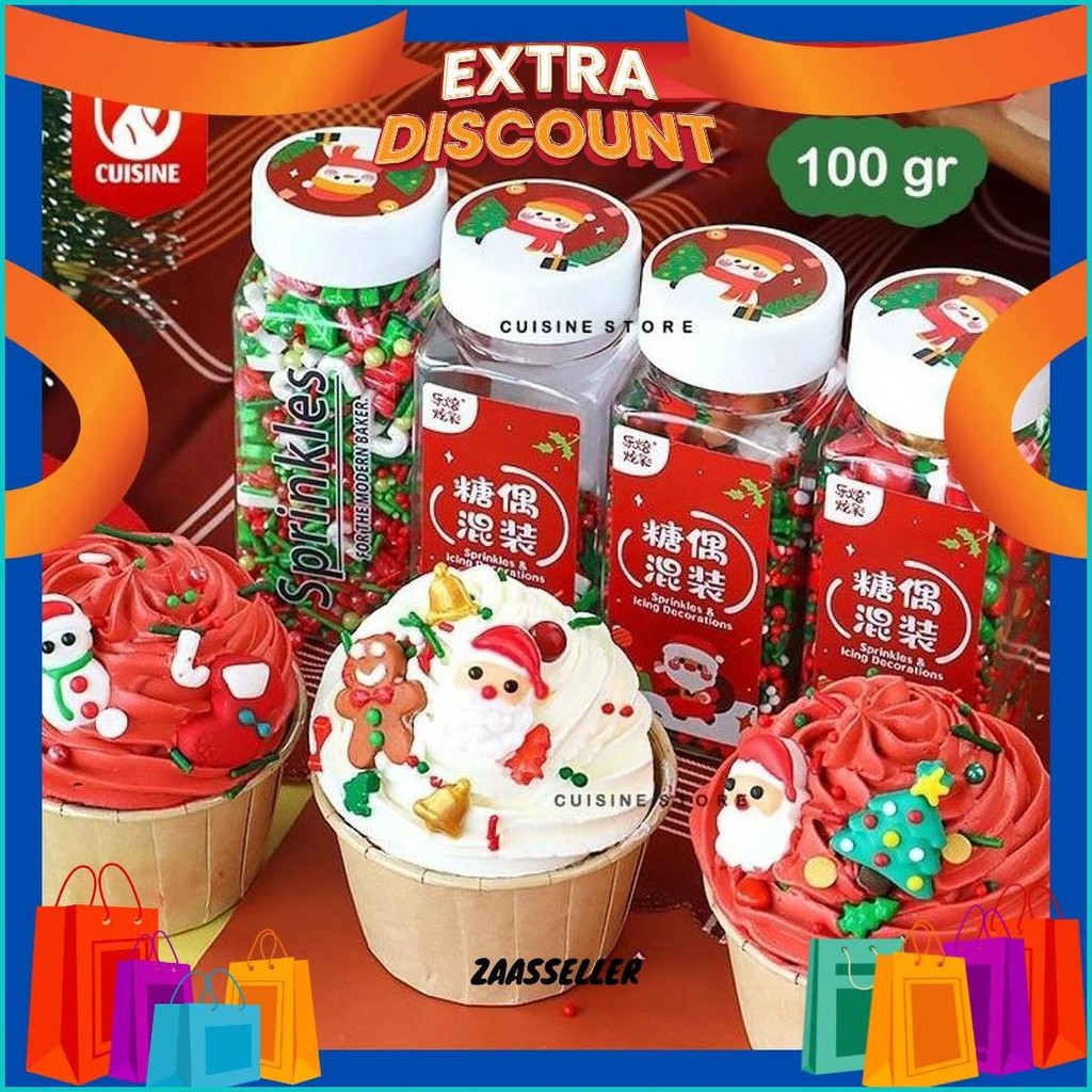 

100 Gr Edible Sprinkle Colourful Trimit Gula Dekorasi Kue Hiasan Cake Bday Cny Imlek Valentine Natal Promo