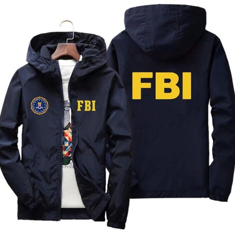 2024 New Men's Jacket High Quality FBI Printed Outdoor Sports Jacket Spring Hooded Windproof Fashion
