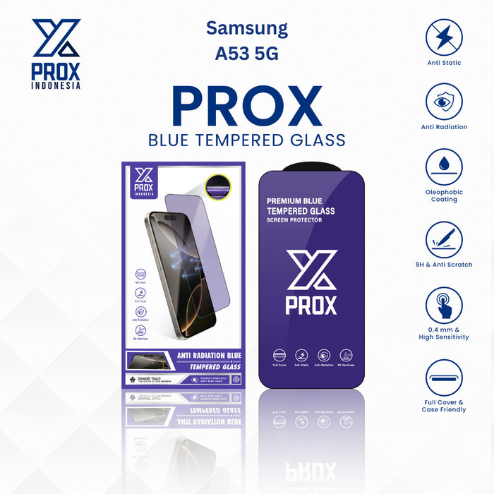 PROX Tempered Glass Anti Radiation For Samsung A53 5G Full Cover Blue