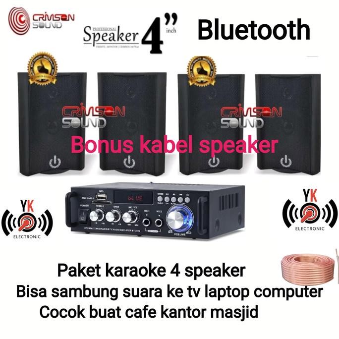 paket sound system cafe kantor masjid 4 unit speaker crimson ampifier bluetotoh usb