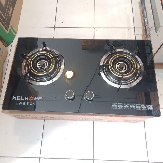 KOMPOR GAS TANAM KACA WELHOME 2TUNGKU LAGECY