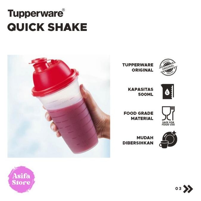 Tupperware Quick Shake - Botol Minum Shaker Portabel + Blender