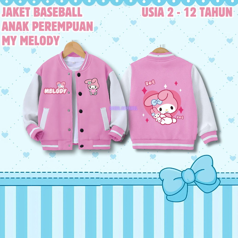 Baju Anak Halus & Tebal Jaket VARSITY Baseball Anak Melody Usia 2 - 12 Tahun Perempuan / Cewek