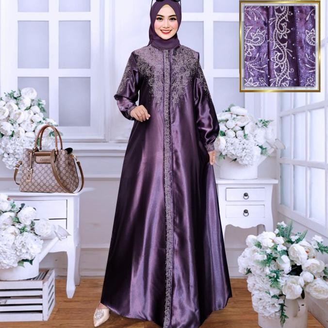 Terjangkau Gamis Satin Cristal // Gamis Bordir Terbaru // Gamis Lebaran Mewah