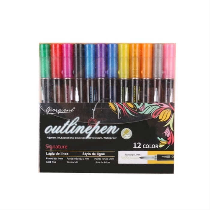 

TERBARU Giorgione Acrylic Outline Pen Marker Shiny Spidol 12/24 warna PROMO!