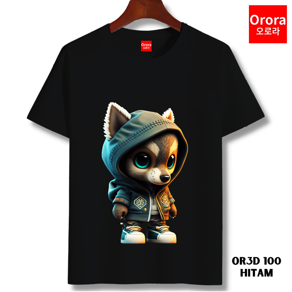 Orora Kaos Distro Premium Grey Dog - Baju Atasan Sablon Pria Wanita Warna Hitam Putih Ukuran S M L X