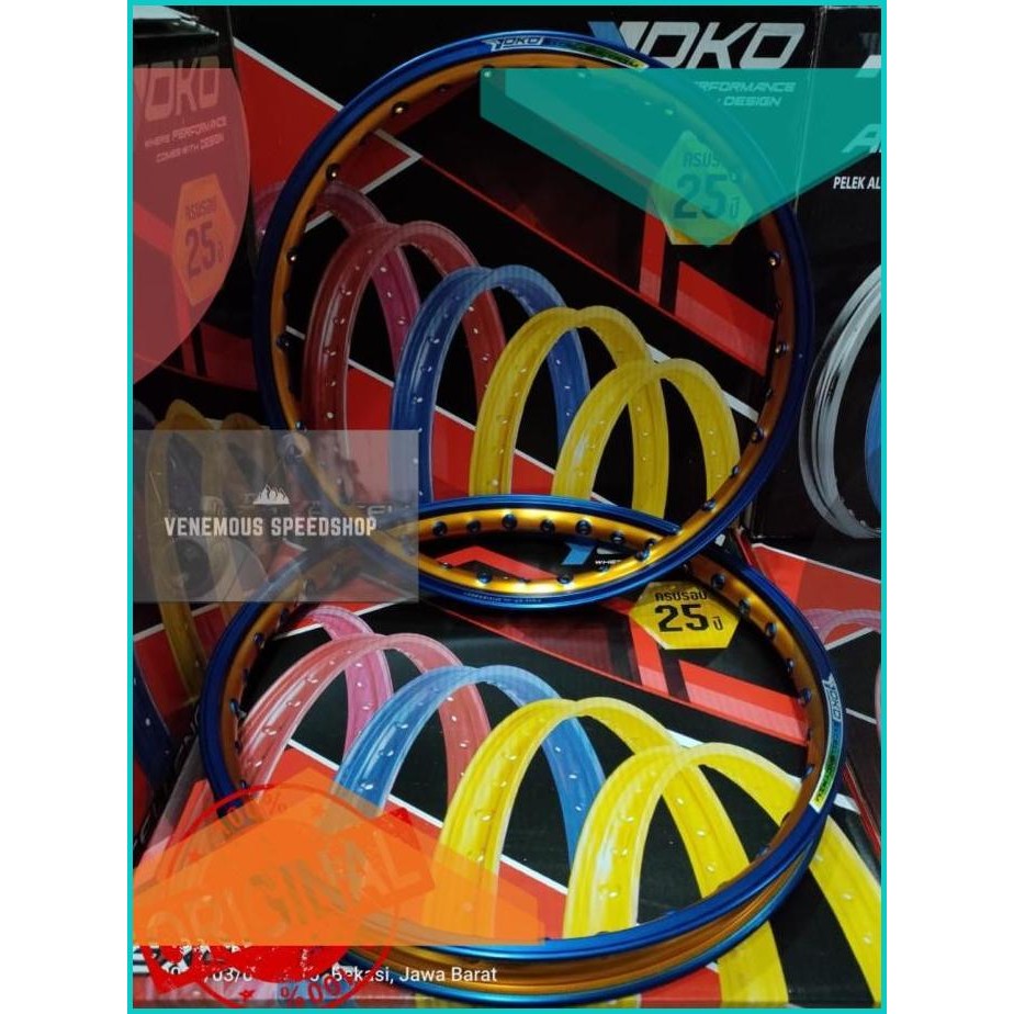 Velg Alumunium Yoko Two Tone Blue/Gold 140x17 Original Thailand 11OKTZ