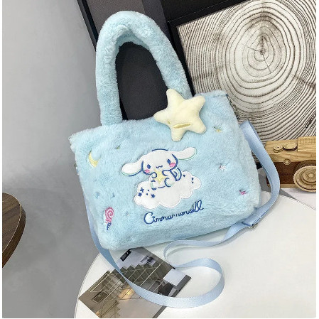 Tas selempang jinjing bulu sanrio melody kuromi fur bag strap n handle SE01