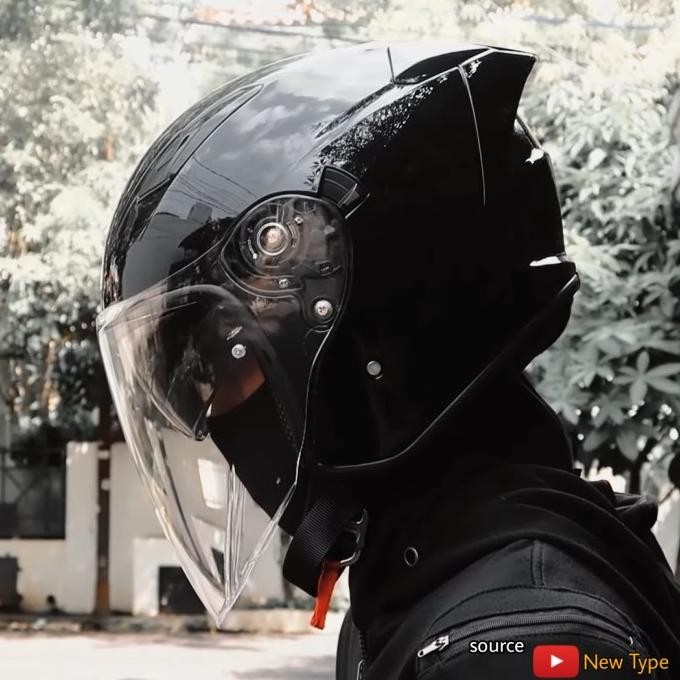 NHK S1GP PRO Black Glossy Solid Double Visor | Helm S1-GP Hitam Kilap LAT