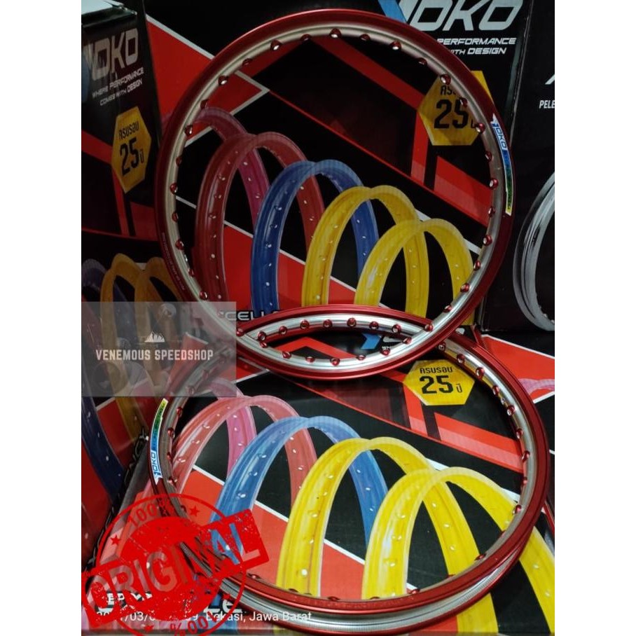 Velg Alumunium Yoko Two Tone Red/Silver 140x17 Original Thailand 11OKT