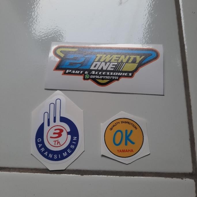 stiker emblem tameng tengki ok garansi mesin 3th mio nouvo f1zr rxking