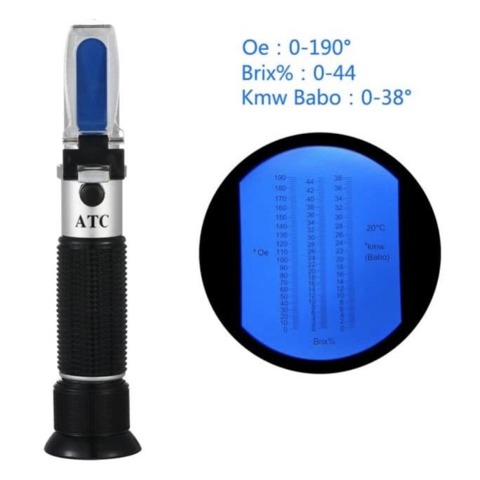 

Terbaru 3 In 1 Refractometer 0-44%Brix 0-190Oe Oechsle 0-38%Kmw(Babo)